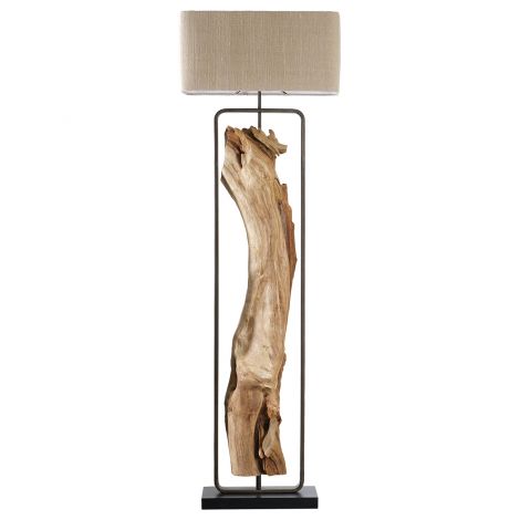 ЛАМПИОН ТИКОВО ДЪРВО И МЕТАЛ ОЛИВ 190СМ