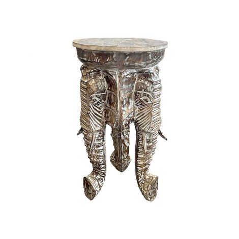 Луксозна гравирана дървена табуретка слон.